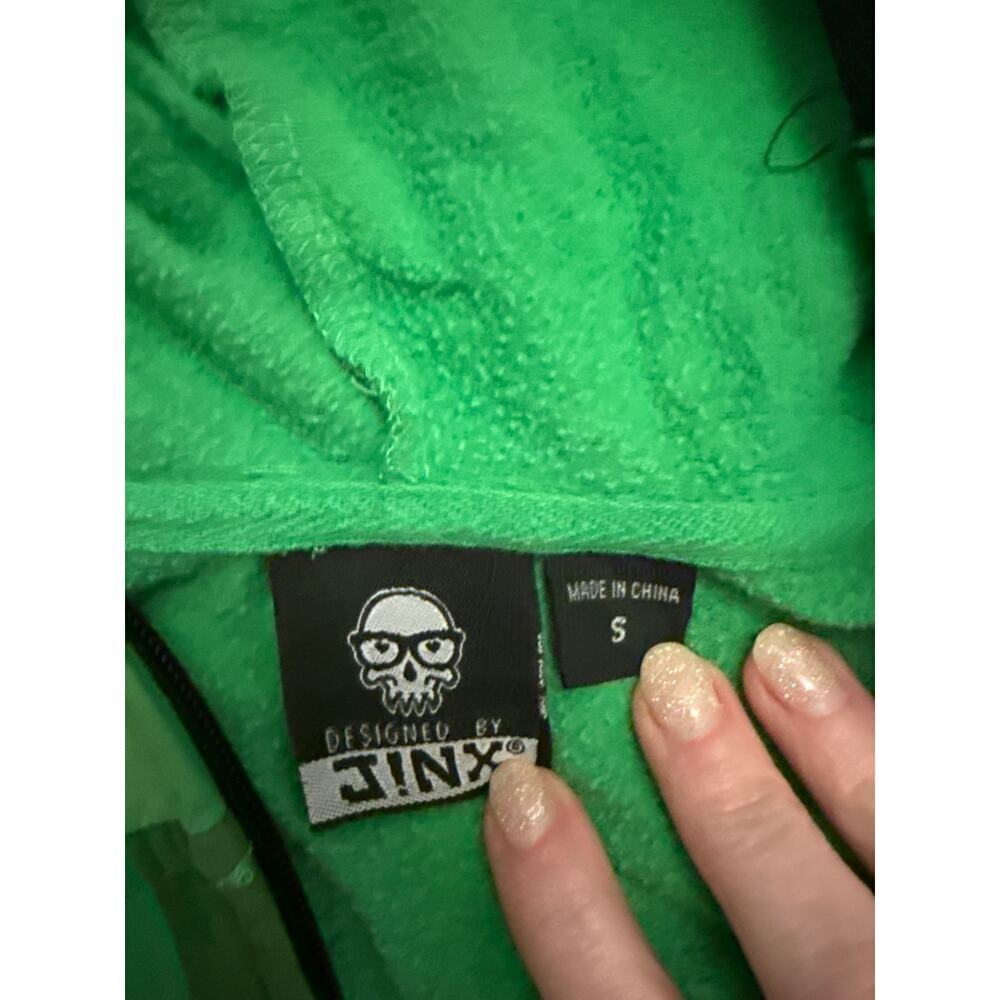 Jinx Minecraft Boys' Green Creeper Block Zip-Up Hoodie with Mask, S - Picture 10 of 11